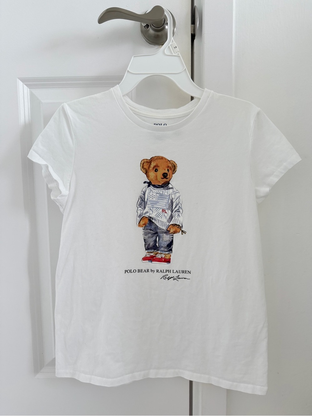 Polo by Ralph Lauren White Tee with Polo Bear Graphic, size 16 (155/76) XL